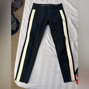 Banana Republic Navy Blue Sloan Pants with White Stripe on side